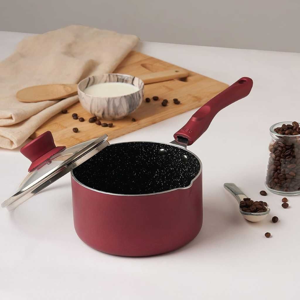 Cello Crown Induction Base Non-Stick Saucepan 1.5 Litre with Glass Lid