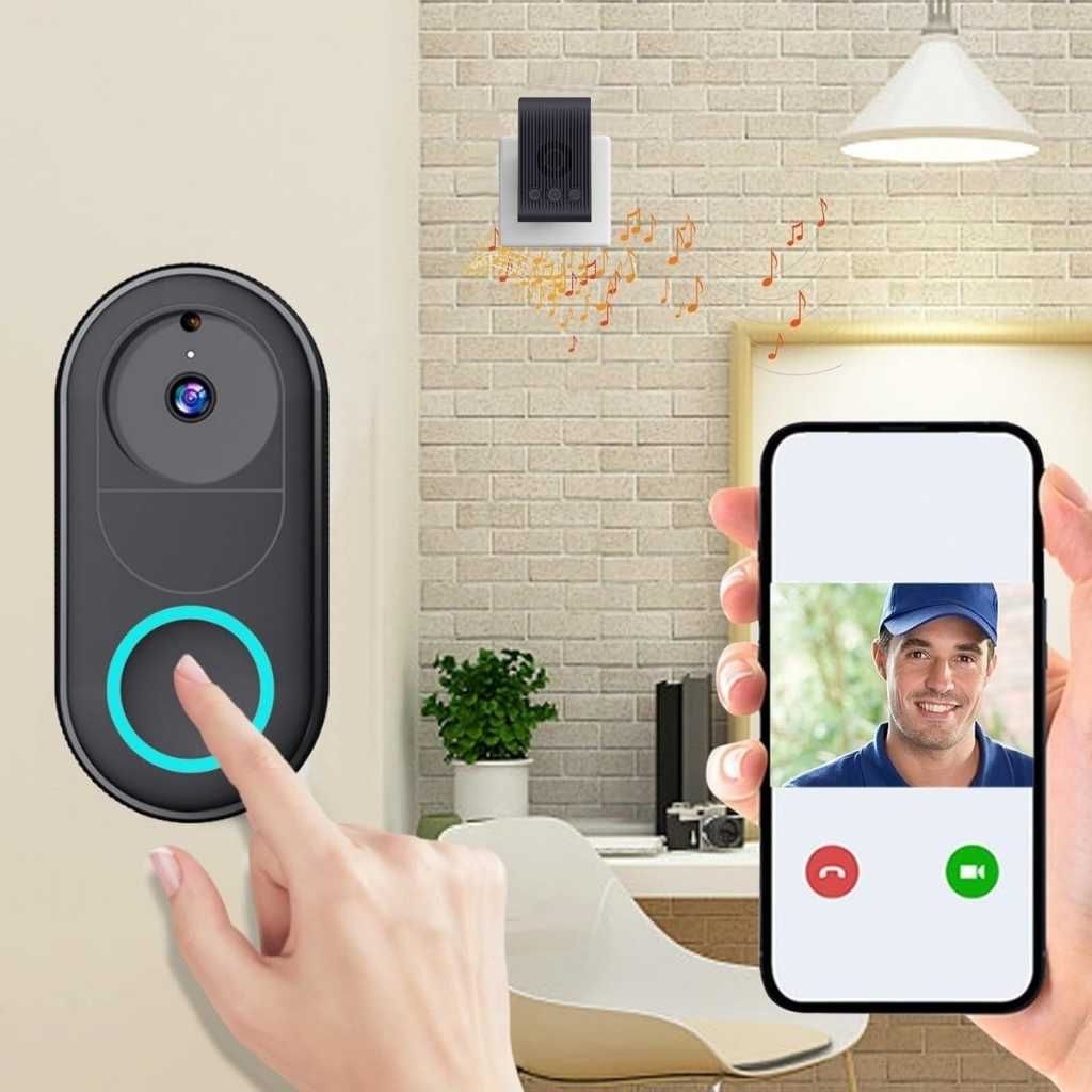 Luteti Wireless Video Doorbell with Camera, WiFi App, Motion Detection, 180° Ultra Wide Angle & Night Vision