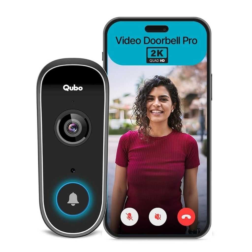 Qubo Smart WiFi Video Doorbell from Hero Group with 2K FHD Camera, 2-Way Talk & AC Chime