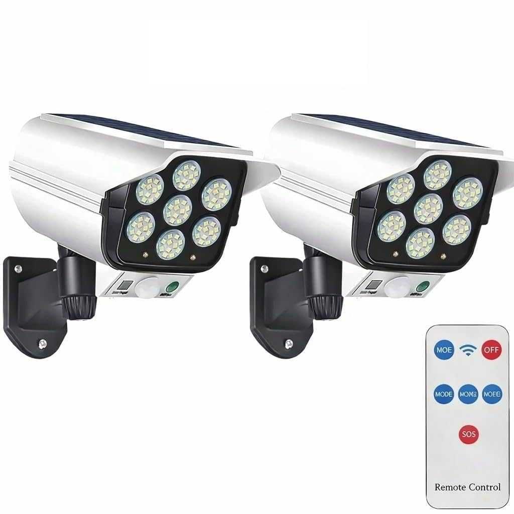Solar Dummy Security Camera Light with Motion Sensor – 3 Modes, Waterproof Outdoor LED Light, Pack of 2