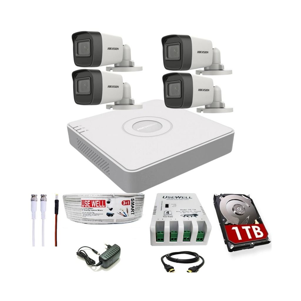 HIKVISION 4 Channel DVR with 5MP Bullet Camera Combo Kit