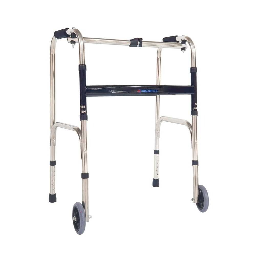 DIALDRCARE Foldable Lightweight Height Adjustable Walker with Wheels