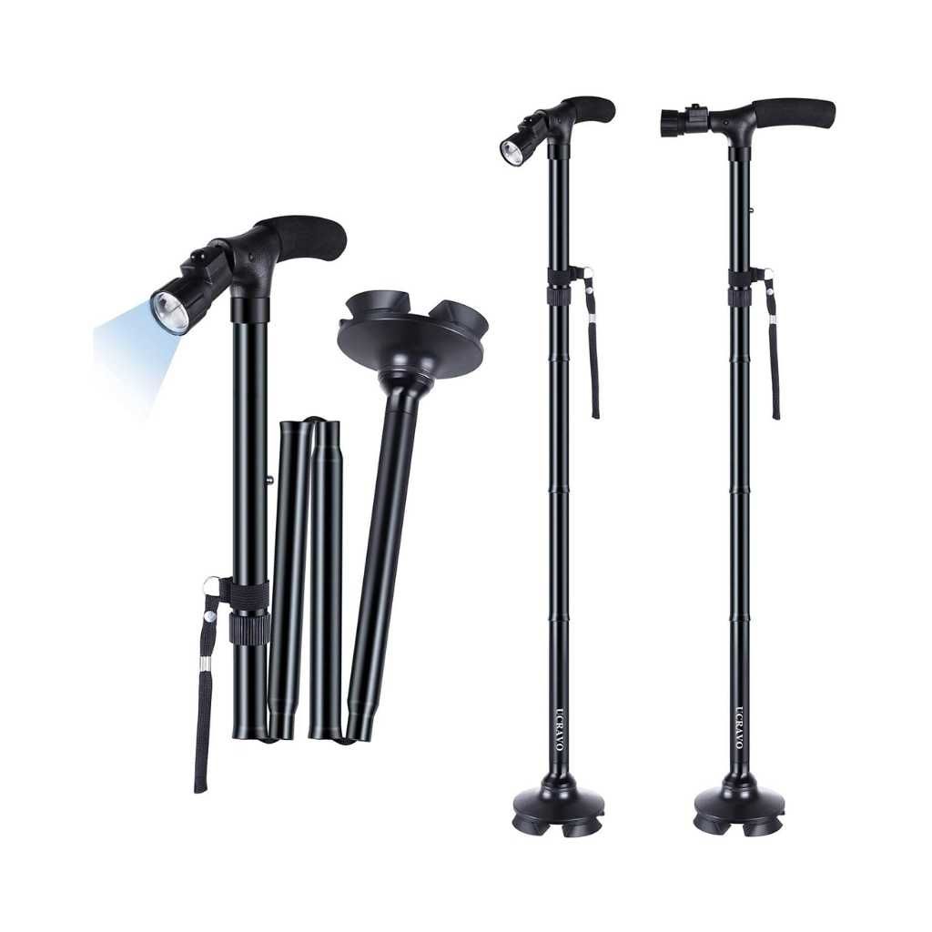 UCRAVO Adjustable Walking Cane with Non-Slip Grip Handle