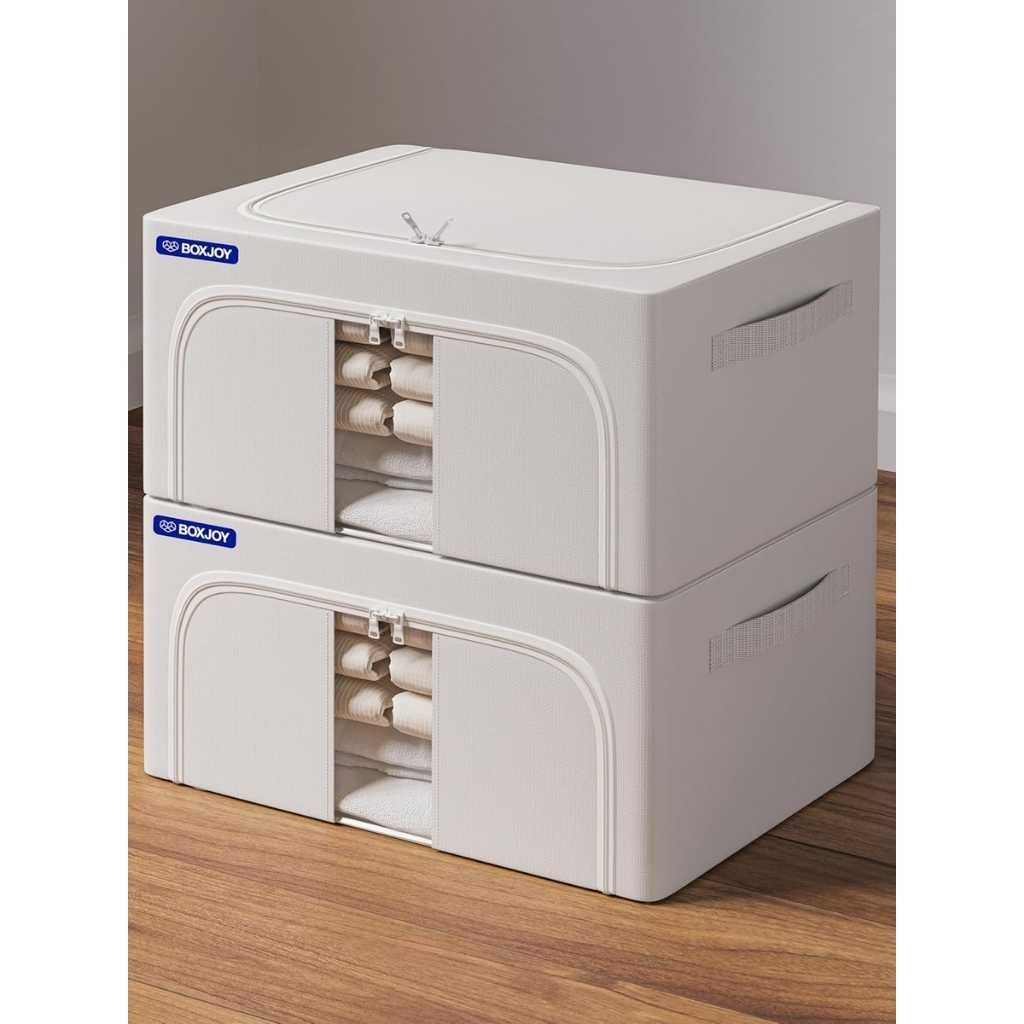 BOXJOY Cloth Organizer for Storage Pack of 2 – Foldable Steel Frame Wardrobe Organizer Box (24L)