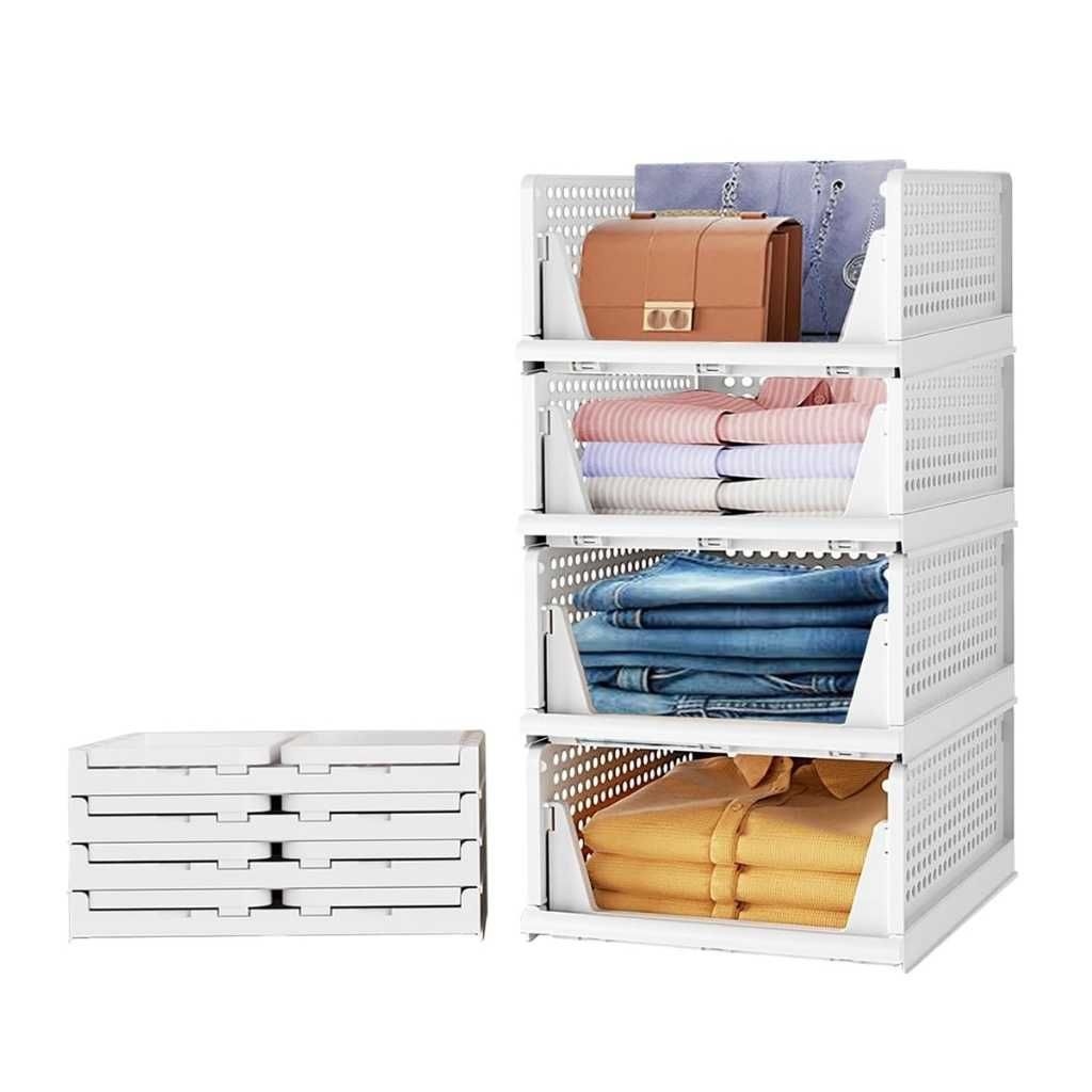 Aditya Polymers Pack of 4 Pcs Large Clothes Organizer for Wardrobe Cupboard