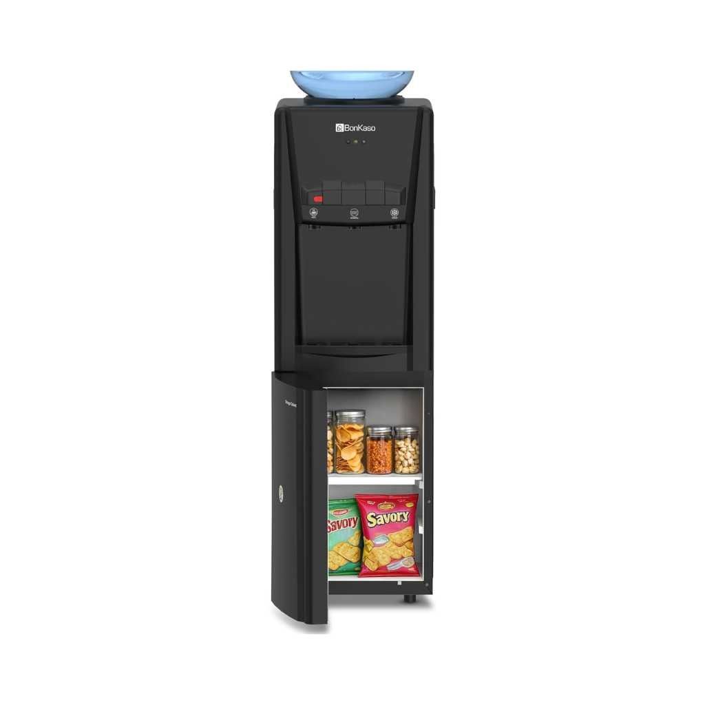 BonKaso Top Loading Hot, Cold & Normal Water Dispenser with 20L Storage Cabinet (Black)