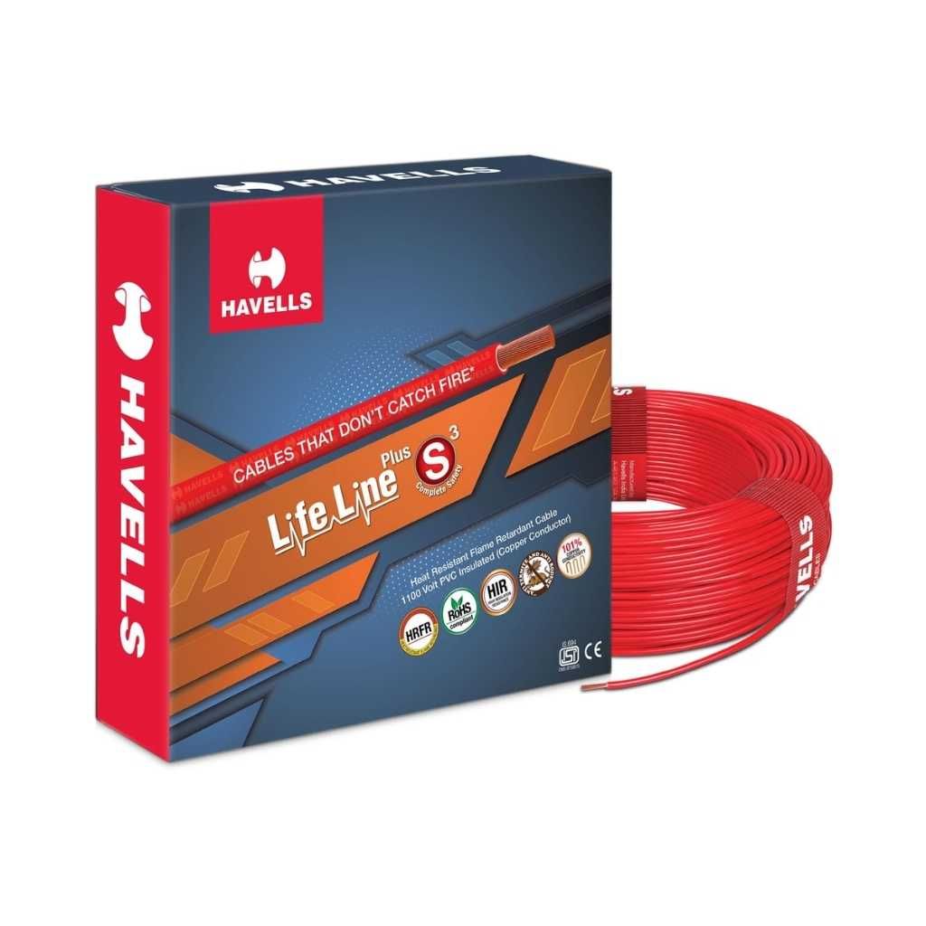 Havells LifeLine+ S3 1 sq.mm Copper Wire (90m Red)
