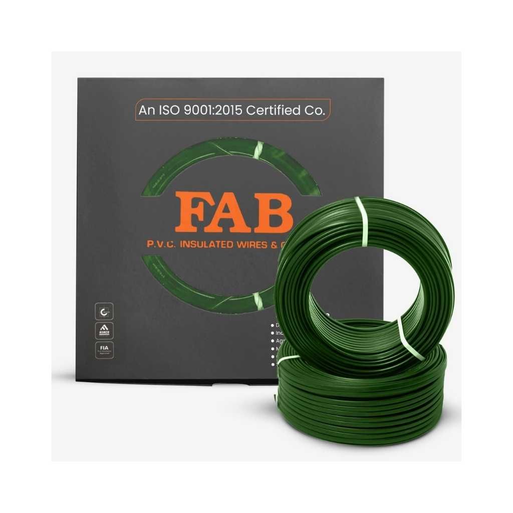 FAB PVC Insulated House Wiring Cable 2.5mm Single Core Multi-Strand Wire (Green, 90m)