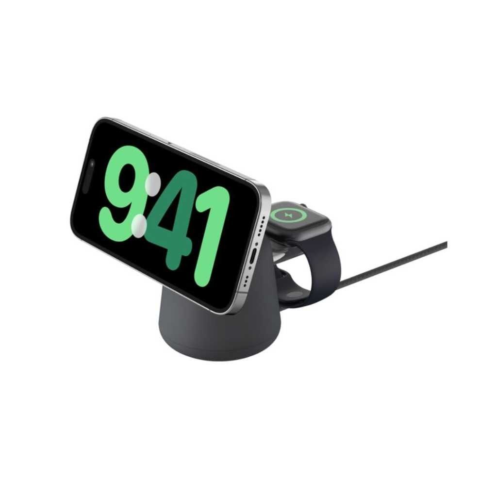 Belkin 2-in-1 Wireless MagSafe 15W Fast Charging Dock (Charcoal)