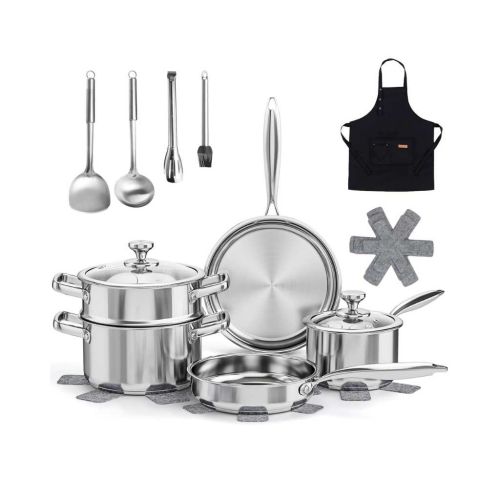 Meythway Pots and Pans Set with Steamer