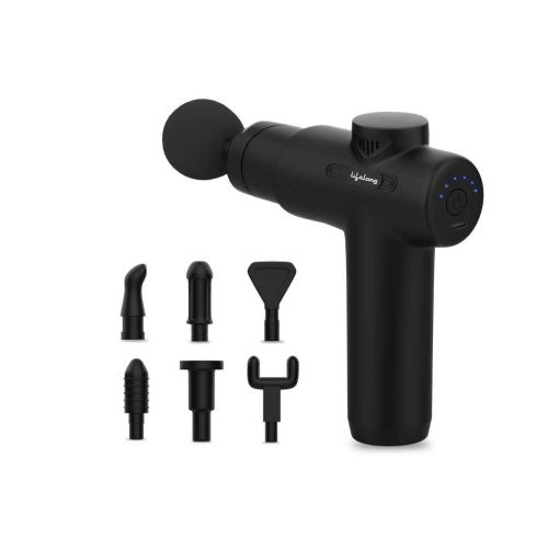 Lifelong LLGM109 Percussion Massage Gun for Pain Relief, Deep Tissue, 6 Speeds & 7 Massage Heads