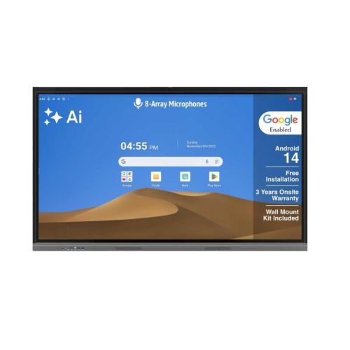 VUTEC 75 Inch Smart Interactive Flat Panel Digital Board AI 4K Ultra HD Android 14 All-in-One