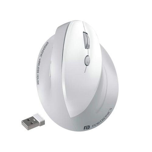 Portronics Toad Ergo 4 Vertical Wireless Bluetooth Mouse Dual Mode (White)