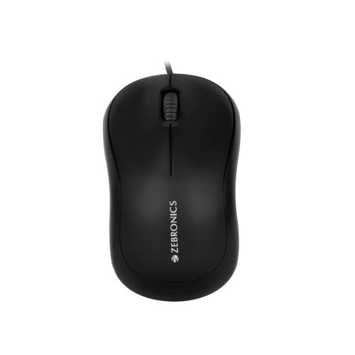 ZEBRONICS Zeb-Comfort Wired USB Mouse, 3-Button, 1000 DPI Optical Sensor (Black)