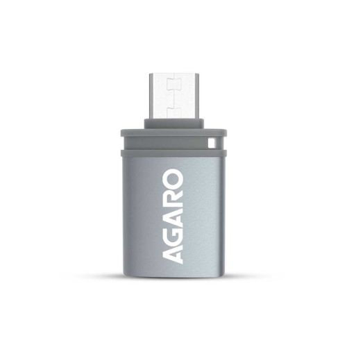 AGARO Micro USB to USB-A Female OTG Adapter (Metallic Grey)