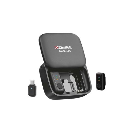 Digitek DWM 123 2-in-1 Wireless Microphone System with Charging Case & Magnetic Collar Clip