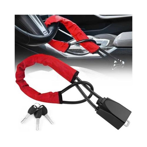 Autobizarre Anti-Theft Heavy Duty Adjustable Steering Wheel Lock with Seat Belt Lock