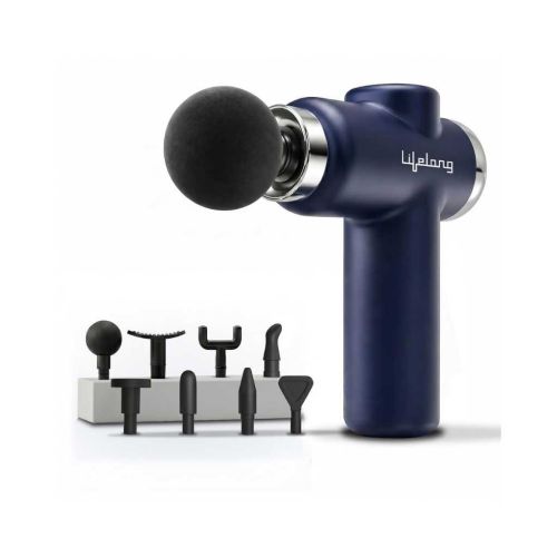 Lifelong Gun Massager for Pain Relief – 8 Massage Heads, 6 Speed Modes, Rechargeable, Quiet 20W Motor