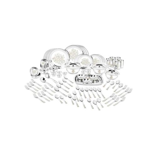 Classic Essentials Stainless Steel Glory Dinner Set 101 Pieces Heavy Gauge Shagun Kitchen Set