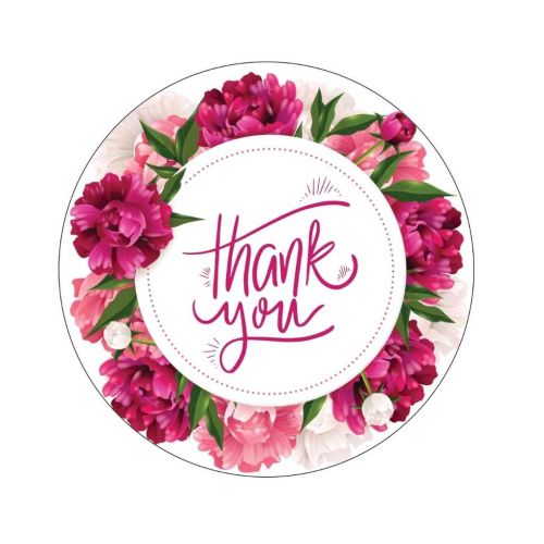 Clickedin 500 Pieces Round 1.5 Inch Stylish Floral Printed Thank You Stickers Packaging Roll 5 packs
