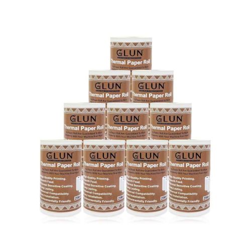 GLUN® 80mm (3 Inch) x 25 Meter Thermal Receipt Paper Roll BPA-Free Pack of 10
