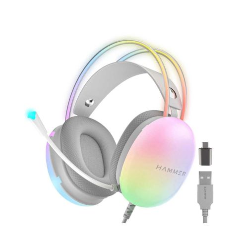 HAMMER Blaze Wired Over-Ear Gaming Headphones with Mic (White)