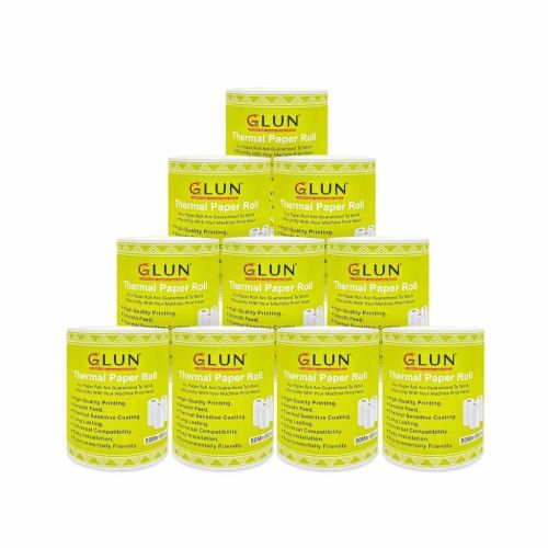 GLUN® 80mm (3 Inch) x 50 Meter Thermal Receipt Paper Roll BPA-Free Pack of 10