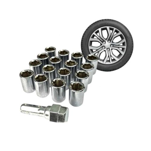 Kylo 12x1.5 Chrome Plated Anti-Rust Alloy Wheel Kit/Nut with Dual Hex Key (Pack of 16)