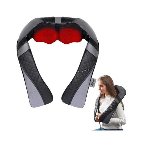Dr Physio USA 1047 Shiatsu Electric Neck and Back Massager Machine with Infrared Kneading Nodes