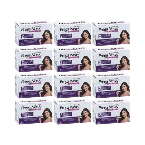 Prega News Value Pack Kit, One Step Pregnancy Test Kit, Pack of 12 (2 Gloves + 2 Urine Containers + 2 Pregnancy Test Kits per Pack)