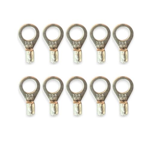ASOT Copper Cable Lug 2.5SQMM CU 6MM HOLE Pack of 10 Heavy Duty Wire Connector for Solar, Inverter & Battery Use Tin Plated Ring Type Terminal Lug