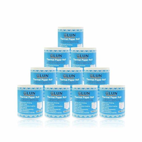 GLUN® 58mm (2 Inch) x 25 Meter Thermal Receipt Paper Roll BPA-Free Pack of 10