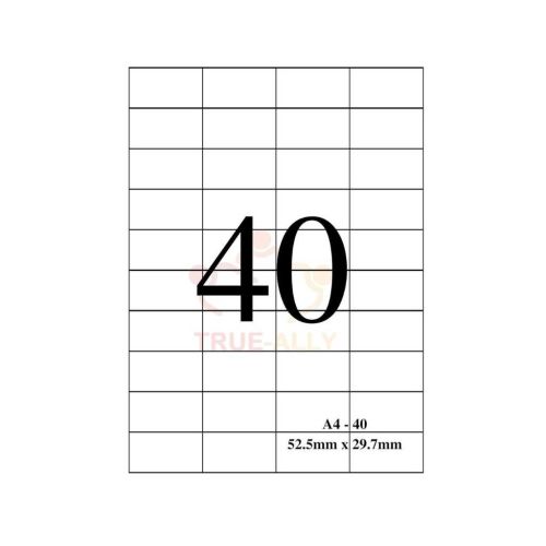 True-Ally A4 Size White Self Adhesive Label Sticker 40 Labels of 500 Sheets Pack
