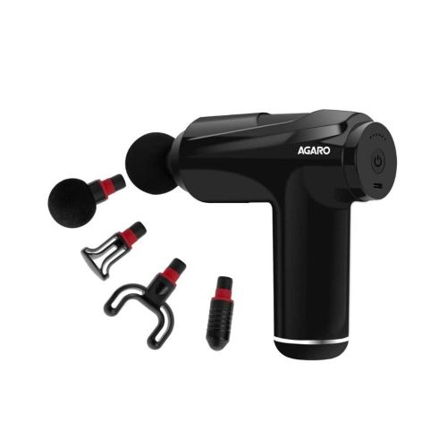 AGARO Primo Gun Massager, 4 Heads, 6 Speed, Rechargeable, Handheld Deep Tissue Muscle Massager