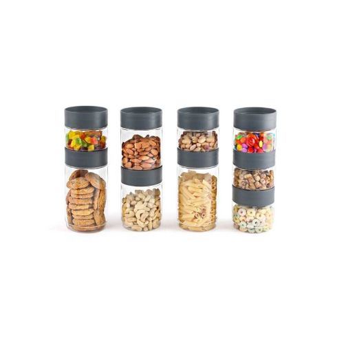 Cello Modustack Storage Container Jar Set of 9 (500ml x 5, 750ml x 2, 1000ml x 2), Grey