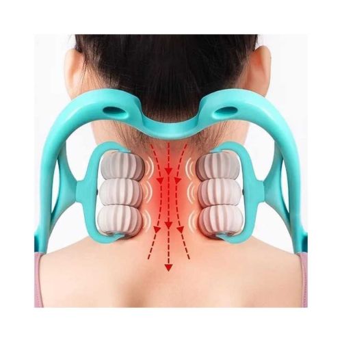 Neck Massager Roller with 6 Wheels, Dual Pressure Point Cervical Neck & Spine Massage Tool