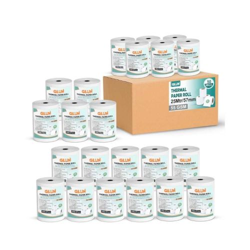 57mm (2 Inch) x 25 Meter Thermal Receipt Paper Roll BPA-Free Pack of 50