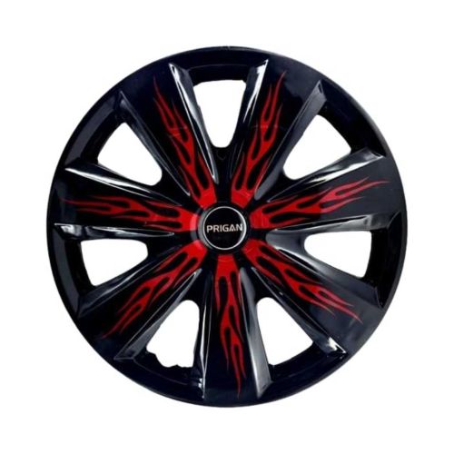 PRIGAN Firebolt Black Red 14 Inch Universal Wheel Cover Cap (Set of 4 Pcs)