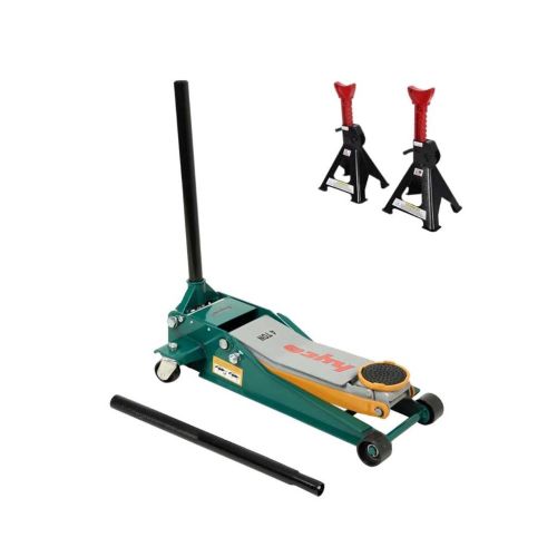HYCO Casper 4 Ton Capacity Double Piston Trolley Jack with Hyco Jack Stands Pair