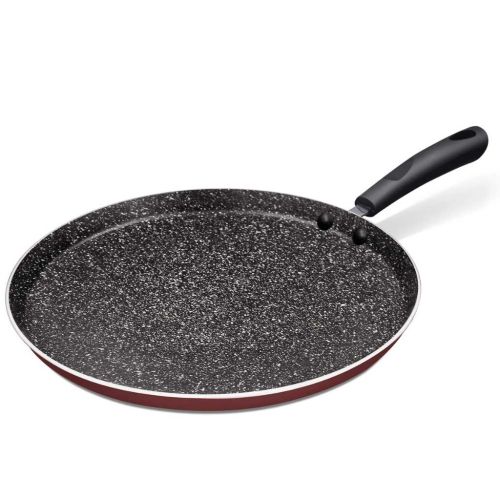 MILTON Pro Cook Induction & Gas Friendly Granito Non-Stick Concave Tawa 28 cm, Burgundy