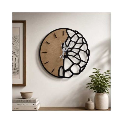 Designer Wooden Wall Clock for Hall, Living Room, Bedroom & Office (Design 1)