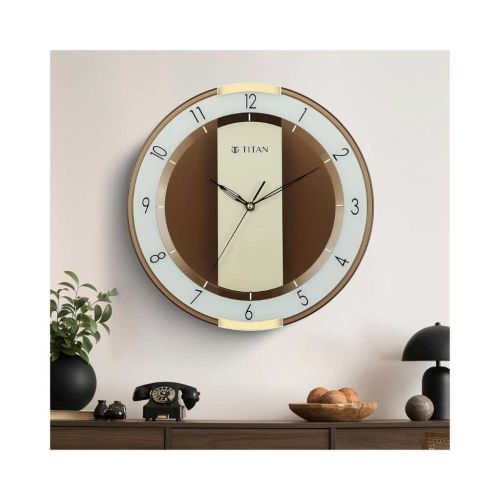 Titan Contemporary Brown Wall Clock with Layered Dial & Translucent Centre Panel