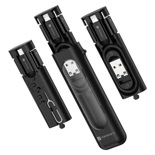 Portronics Snapcase 4 60W Multifunctional Fast Charging Data Cable Transparent Kit