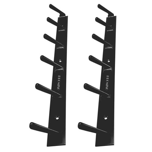 Stainless Steel 6 Pin Black Cloth Hanger Wall Mounted Bathroom Cloth Hanger (Pack of 2)