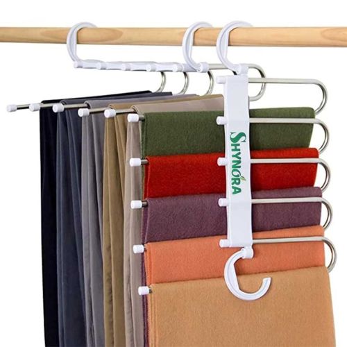 2-Pack Multipurpose 5-in-1 Foldable Stainless Steel Hangers