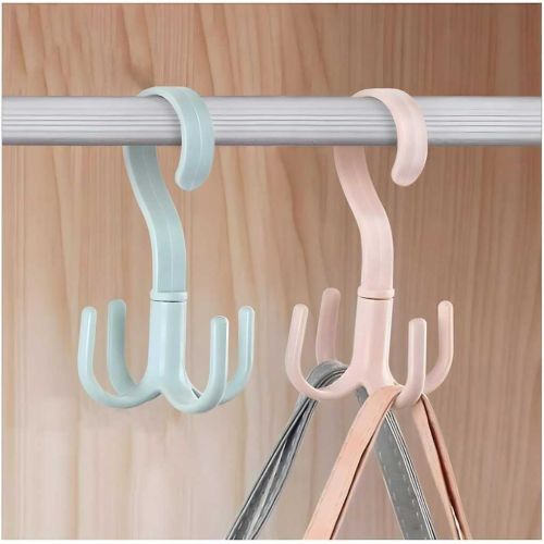 JIALTO 3 PCS Multi-Function 360° Rotatable 4 Claw Hook Closet Hanging Organizer Hangers (Multicolor)