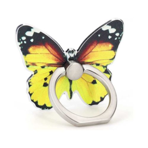 KolorFish Universal Painted Butterfly Mobile Phone Ring Holder (Yellow)