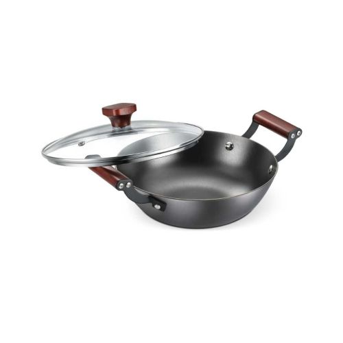 Prestige Nitride Lightweight Cast Iron Kadai 20 cm with Glass Lid