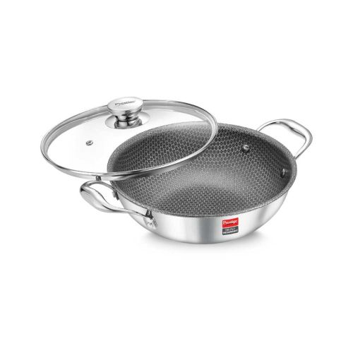 Prestige Tri-Ply Stainless Steel Hexamagic Kadai 20 cm with Lid