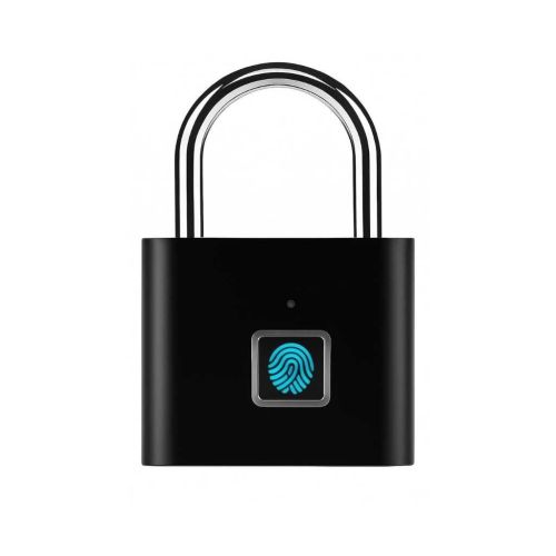 Smart Fingerprint Padlock, Keyless Biometric Lock, 0.5s Unlock Speed, Stores 10 Fingerprints, USB Rechargeable, Black
